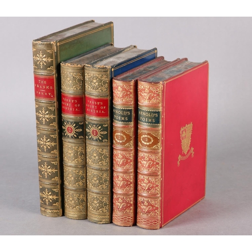 27 - ARNOLD, MATTHEW - POEMS, 2 vols, 1847, signed binding by Baker & Son, Clifton, in crimson full calf ... 