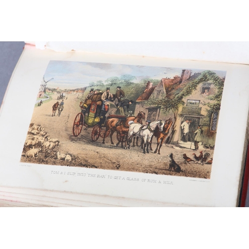 30 - REYNARDSON, C T S BIRCH, 'DOWN THE ROAD' 1875, chromolitho plates, red cloth gilt pictorial bindings... 