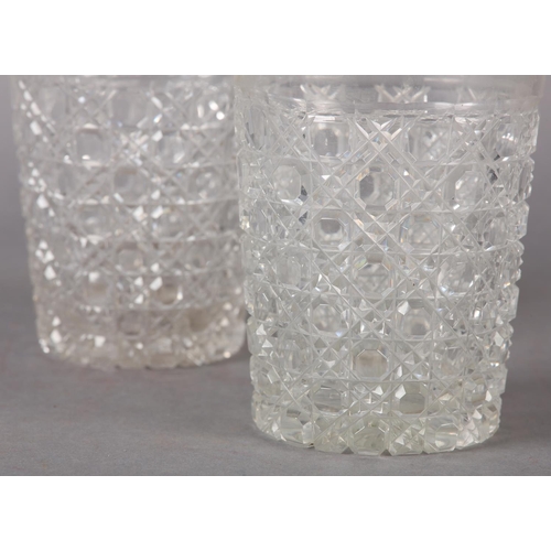 186 - A PAIR OF LATE 19TH/EARLY 20TH CENTURY ALE GLASSES, the lower body of hobnail cut, star cut to base,... 