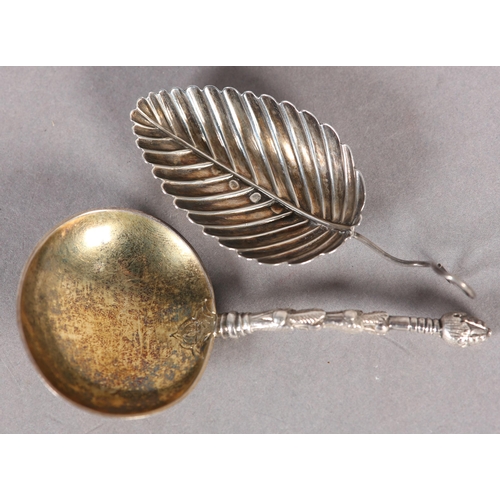 272 - TWO VICTORIAN SILVER CADDY SPOONS, leaf design and with bud terminal, London 1881 and Sheffield 1872