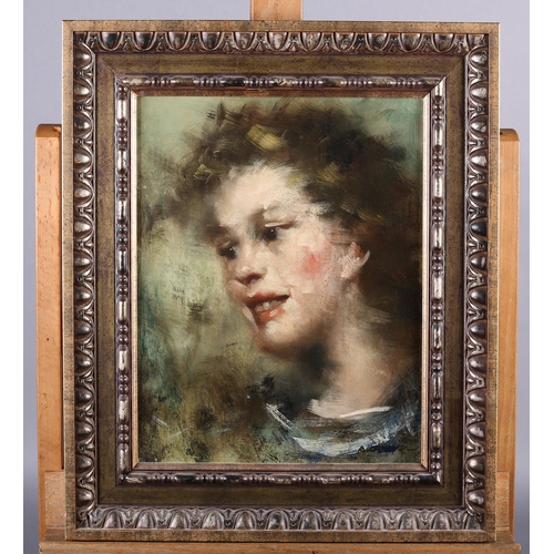 339 - ARR ALFONS GRABER (Italian, 1901-1990), Head and shoulders portrait of a young girl, oil on board, s... 