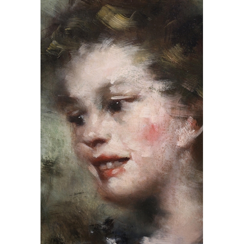 339 - ARR ALFONS GRABER (Italian, 1901-1990), Head and shoulders portrait of a young girl, oil on board, s... 