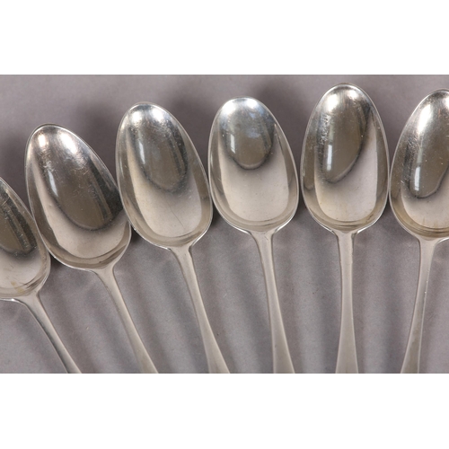 226 - A SET OF SIX GEORGE II SILVER TABLESPOONS, London 1753, Ebenezor Coker, of Old English pattern, each... 