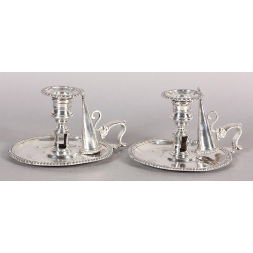 241 - A PAIR OF WILLIAM IV SILVER CHAMBERSTICKS, London 1837, R&S Garrard & Co, retailed by Garrards, Pont... 