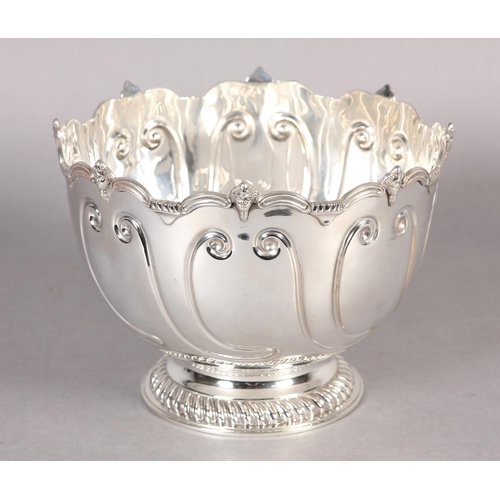 245 - AN EDWARD VII SILVER BOWL, London 1908, circular, the bowl embossed with writhen scrolls beneath a f... 