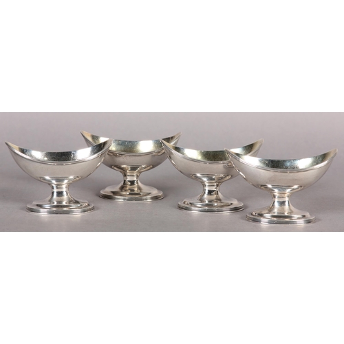 248 - A SET OF FOUR GEORGE III SILVER SALTS, London 1794, Robert Hennell, of boat shape, silver gilt inter... 