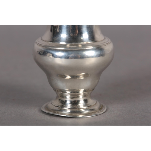 251 - A GEORGE III SILVER SUGAR CASTOR, London 1760, John Delmester, vase knop, plain baluster body on cir... 