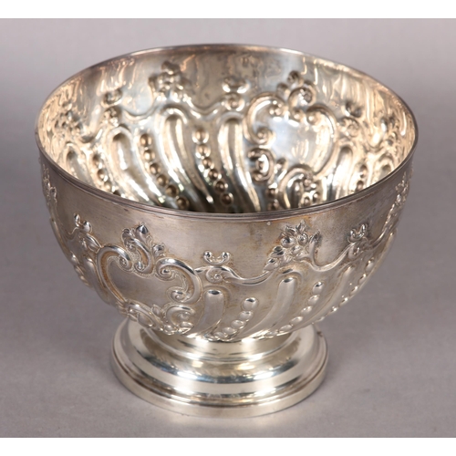 199 - A VICTORIAN SILVER PEDESTAL BOWL, Birmingham 1893, George Nathan & Ridley Hayes, circular, embossed ... 