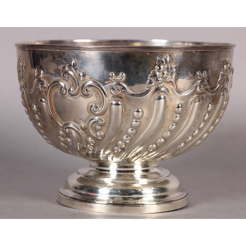 199 - A VICTORIAN SILVER PEDESTAL BOWL, Birmingham 1893, George Nathan & Ridley Hayes, circular, embossed ... 