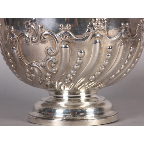 199 - A VICTORIAN SILVER PEDESTAL BOWL, Birmingham 1893, George Nathan & Ridley Hayes, circular, embossed ... 