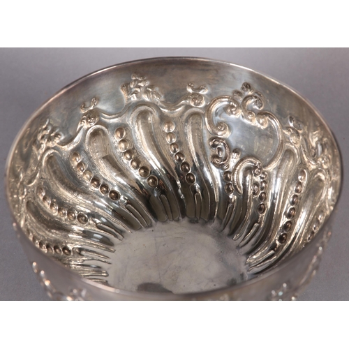 199 - A VICTORIAN SILVER PEDESTAL BOWL, Birmingham 1893, George Nathan & Ridley Hayes, circular, embossed ... 