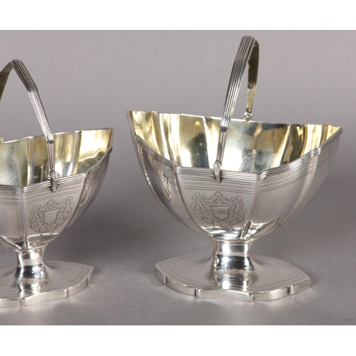 200 - A PAIR OF GEORGE III SILVER CREAM AND SUGAR BASKETS, London 1792, Duncan Urquhart & Naphtali Hart, o... 