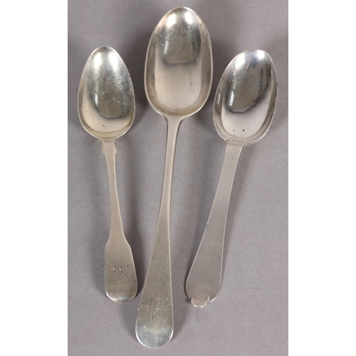 219 - A SCOTTISH SILVER SPOON, Edinburgh 1782 for James Hewitt, an Exeter spoon, George IV, 1824, for Will... 