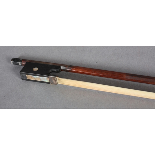 3 - LEOPOLD PFRETZSCHNER (c.1926), German, a silver mounted violin bow stamped L. Pfretzschner, the stic... 