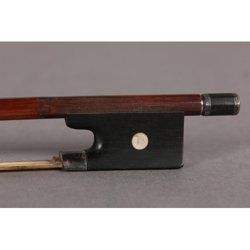 3 - LEOPOLD PFRETZSCHNER (c.1926), German, a silver mounted violin bow stamped L. Pfretzschner, the stic... 