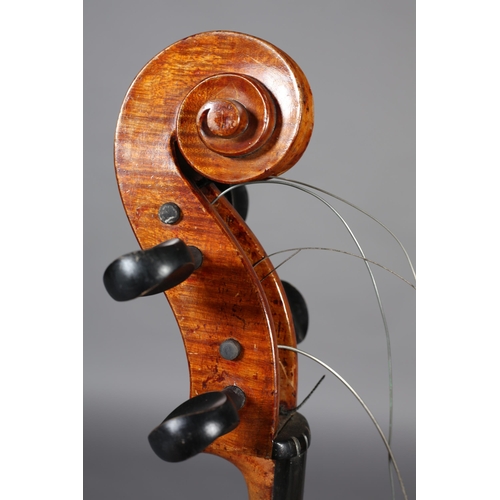 4 - A LATE 19TH/EARLY 20TH CENTURY CELLO, unlabelled, two piece back, 29.5 inches, 75cm, with soft case,... 