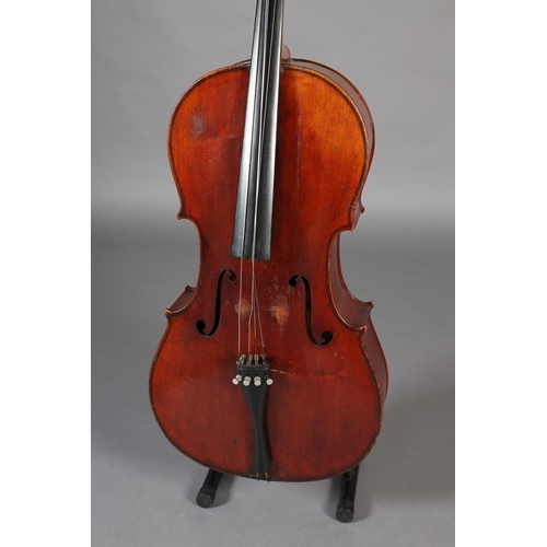 5 - A LATE 19TH/EARLY 20TH CENTURY CELLO, unlabelled, two piece back, 29.5 inches, 75cm, with soft case,... 