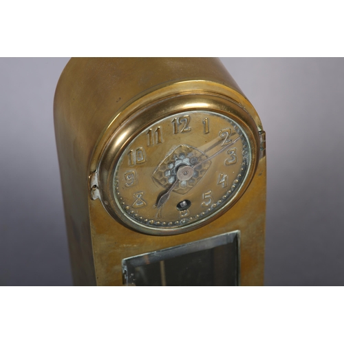 95B - A SECESSIONIST MANTEL CLOCK, German sprung wound pendulum, with circular brass dial with raised Arab... 