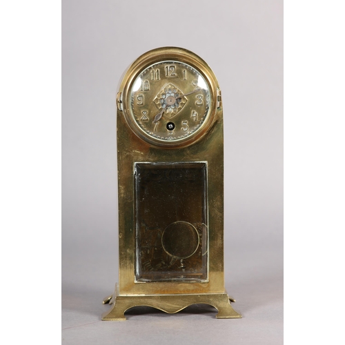 95B - A SECESSIONIST MANTEL CLOCK, German sprung wound pendulum, with circular brass dial with raised Arab... 