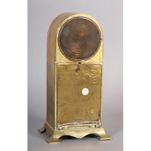 95B - A SECESSIONIST MANTEL CLOCK, German sprung wound pendulum, with circular brass dial with raised Arab... 