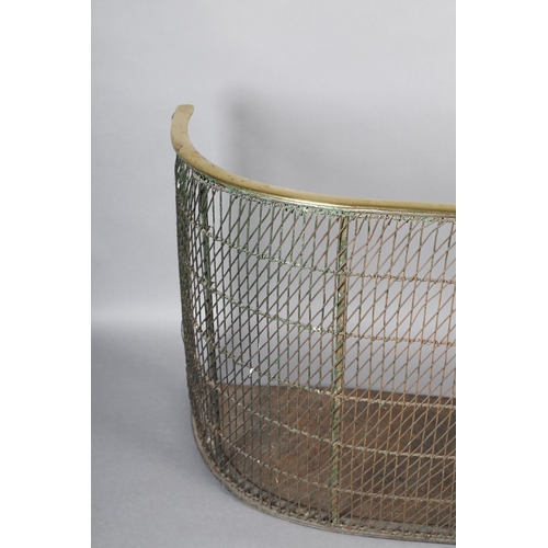 77 - A 19TH CENTURY BRASS RIMMED WIRE MESH FIREGUARD, 126cm wide x 47cm high