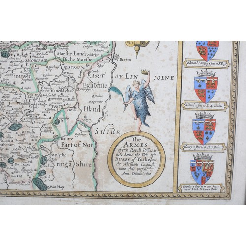 85B - AFTER JOHN SPEED (1552-1629), The West Ridinge of Yorkshire, 1610; double page hand coloured engrave... 