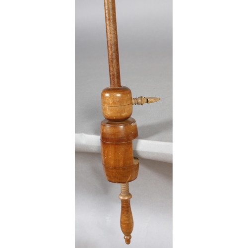 171 - A large early Victorian treen umbrella wool winder with clamp, also called a Swift, adjustable slide... 