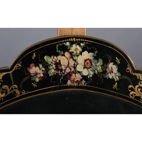 10 - An ornate 19th century  wood fan display case painted with flowers and gold swags, shaped, glazed, p... 