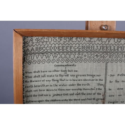 149 - The Commandments, The Lord’s Prayer, and The Collect: a tablet or decalogue needlework sampler worke... 