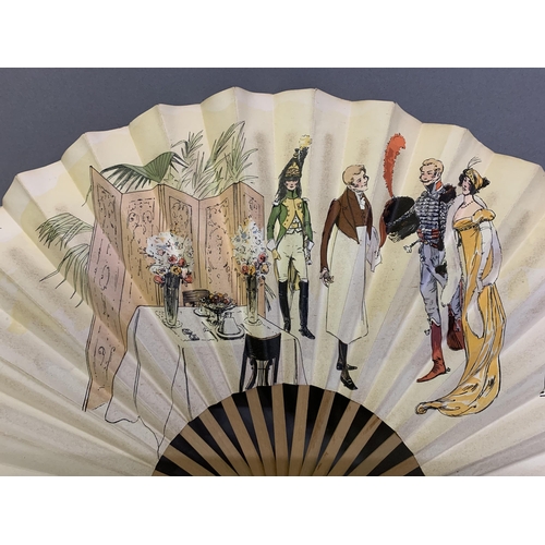 55 - Hotel de Paris-Monte-Carlo, dated 1912, a printed advertising fan signed L. Vallet, designed with a ... 