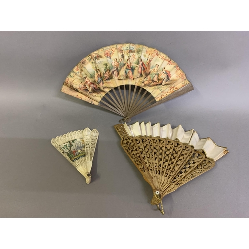 27 - Rinaldo and Armida: a small 20th century paper leaf version of the well-known fan, backed in this ga... 