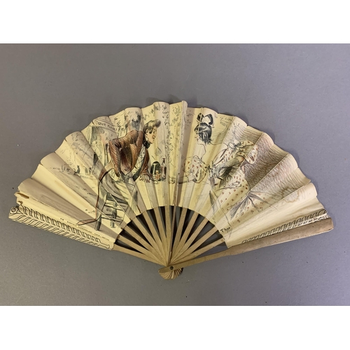 130 - Two printed paper fans by the French artist and illustrator THOR, who showed humour somewhere on eac... 