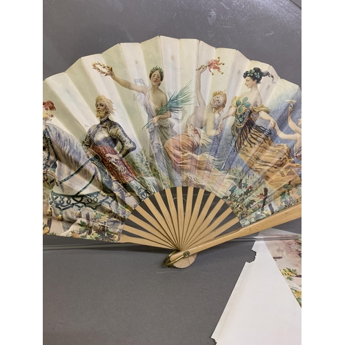 134 - Maurice Leloir: L’Heureux Chevalier, the printed fan with poems by Xavier Privas, PLUS, unusually, a... 