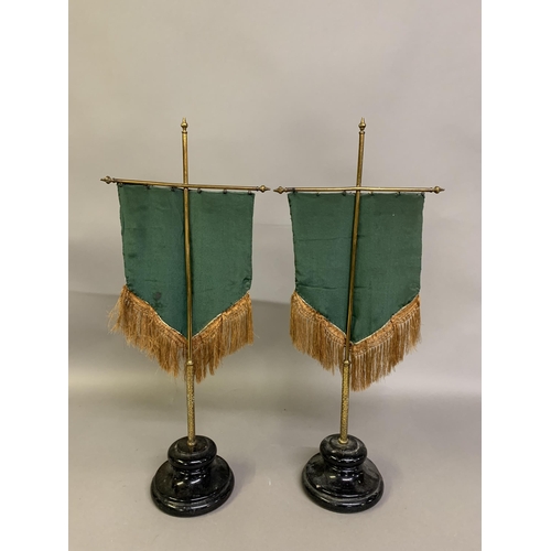 45 - A matching pair of standing face screens or table/mantle fans, in banner form, Berlin woolwork with ... 