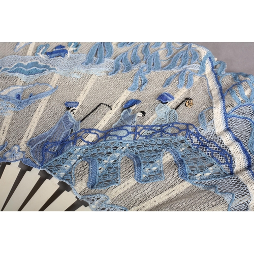 102 - Ann Collier: Willow Pattern, a large leaf of needle lace applied to embroidered net, mounted à l’ang... 