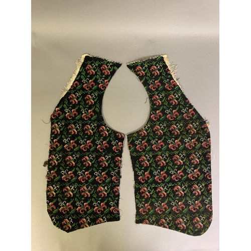 220 - Gentleman’s foreparts for a 19th century waistcoat, raspberry flowers with leaves in Berlin woolwork... 