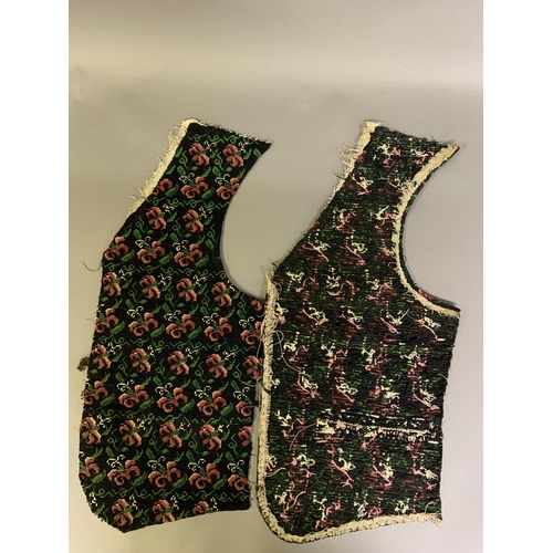 220 - Gentleman’s foreparts for a 19th century waistcoat, raspberry flowers with leaves in Berlin woolwork... 