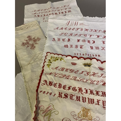 179 - A selection of needlework and sewing samplers, European, mainly German, undated but late 19th/early ... 