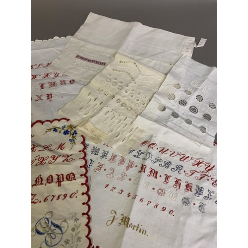 179 - A selection of needlework and sewing samplers, European, mainly German, undated but late 19th/early ... 