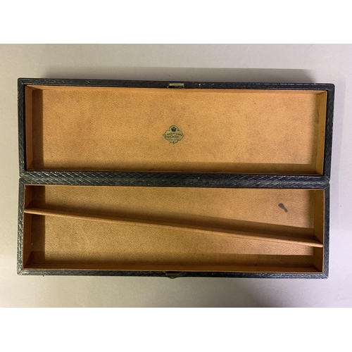 25A - A sturdy, large, dark brown leather covered fan box, of a size normally containing a feather fan, BU... 