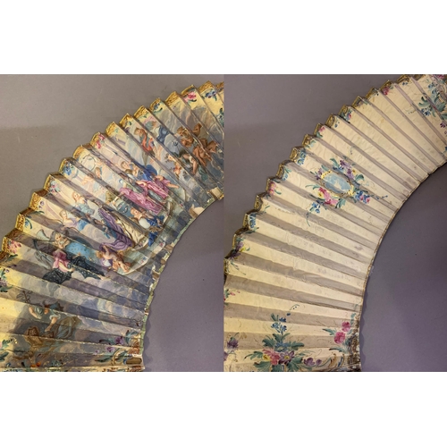 5 - Dismounted fan leaves: a selection of 18th/19th century fan leaves removed from montures, for reuse ... 