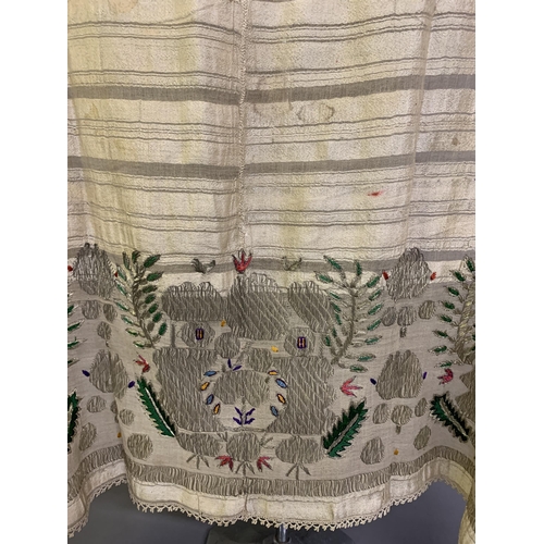 314 - Ottoman: four towels, and two scarves or sashes, the first embroidered at each end in gold thread, g... 