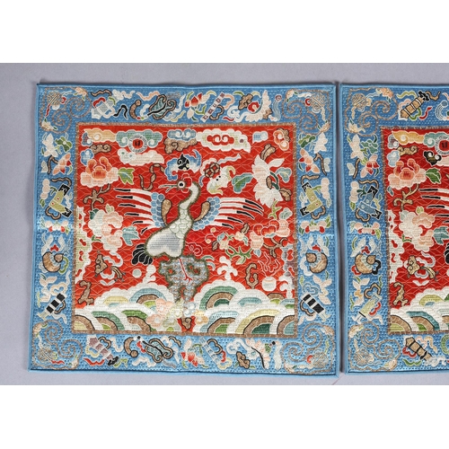 343 - A “pair “of Chinese Rank badges, Qing Dynasty, Civilian rank, unusual in several aspects: no opening... 