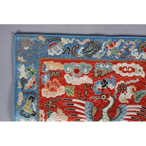 343 - A “pair “of Chinese Rank badges, Qing Dynasty, Civilian rank, unusual in several aspects: no opening... 