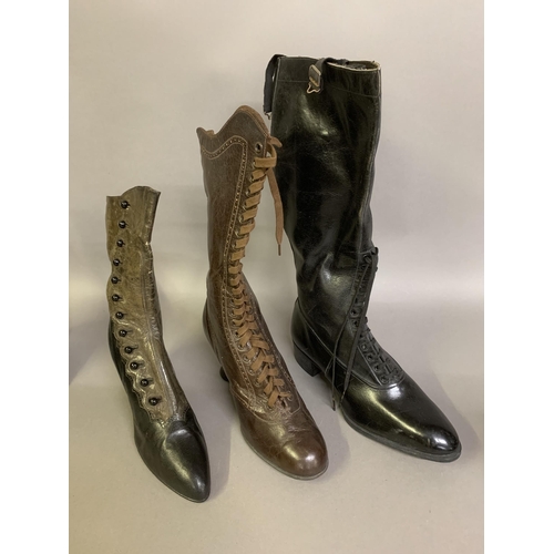 253B - Victorian boots, for study: a selection of ODD Victorian ladies’ leather boots, previously used for ... 