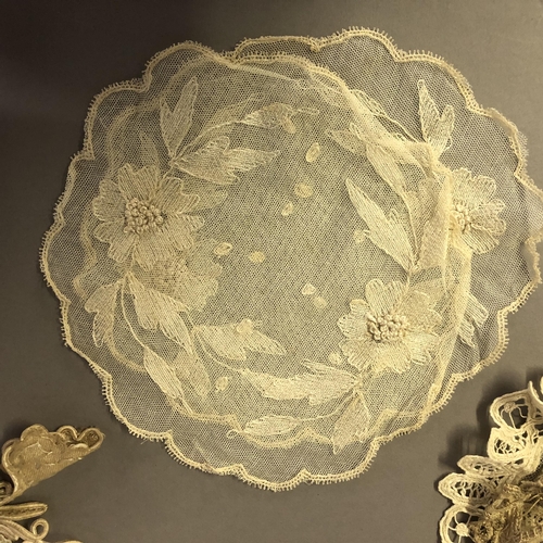 197 - A quantity of mainly Edwardian lace and costume flounces trimmings, in Maltese lace, Beds Maltese ta... 