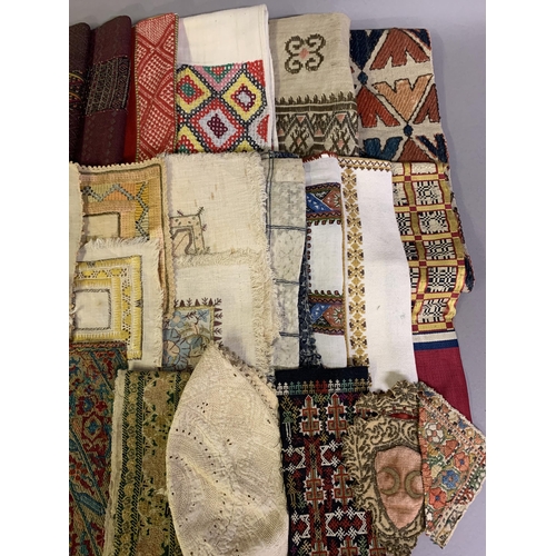 323 - Ottoman: an eclectic mix of antique textile samples from Ottoman countries, to include mats, various... 