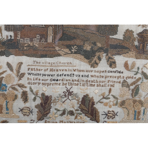 158 - A fine and detailed needlework sampler worked in monochrome by Emma Manwaring, who finished the work... 