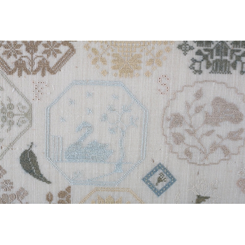 161 - Ackworth School: a fine and very detailed Medallion needlework sampler worked in polychrome by Eliza... 