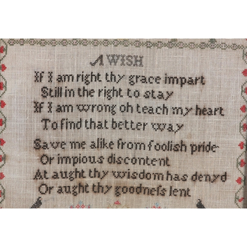 165 - A 19th century needlework sampler, attributed to Sarah Elwood, October 4th 1825, with text entitled ... 